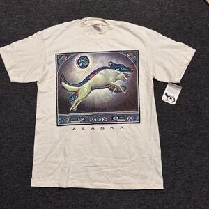 Vintage Deadstock WOLF Alaska Leslie Drake Robinson 90s ONEITA Single Stitch